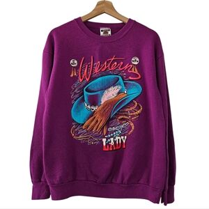 Red Willow Vintage Purple Western Lady Cowgirl Sweatshirt